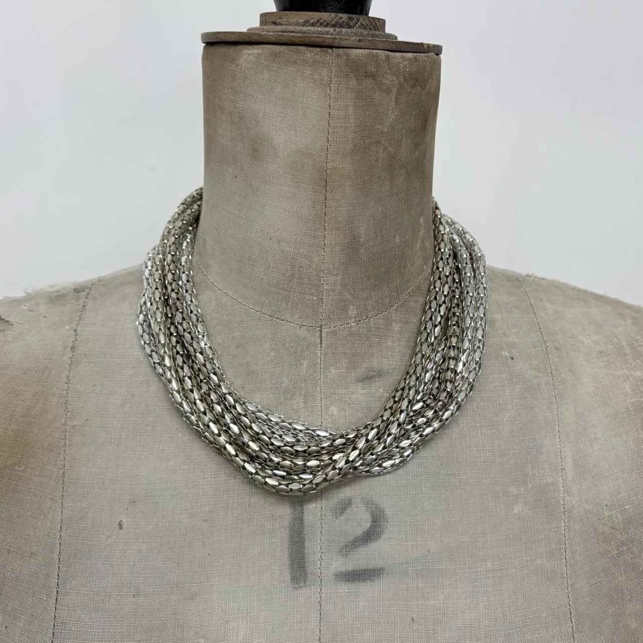Layered silver chain necklace