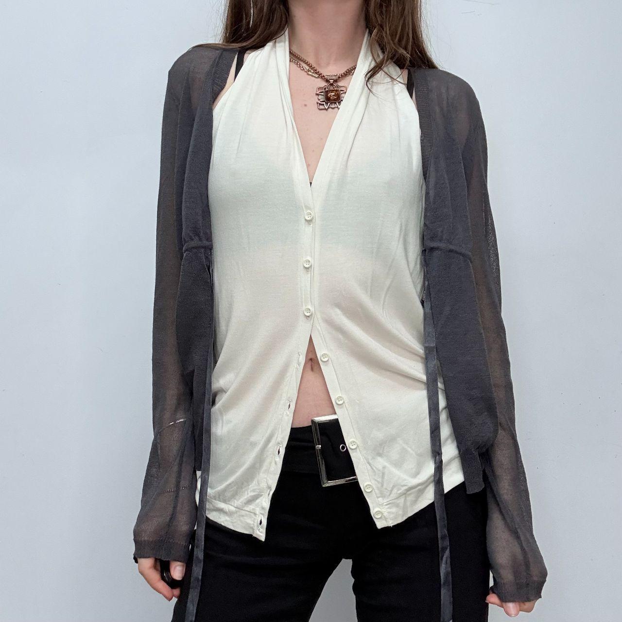 Layered slouchy sheer cardigan