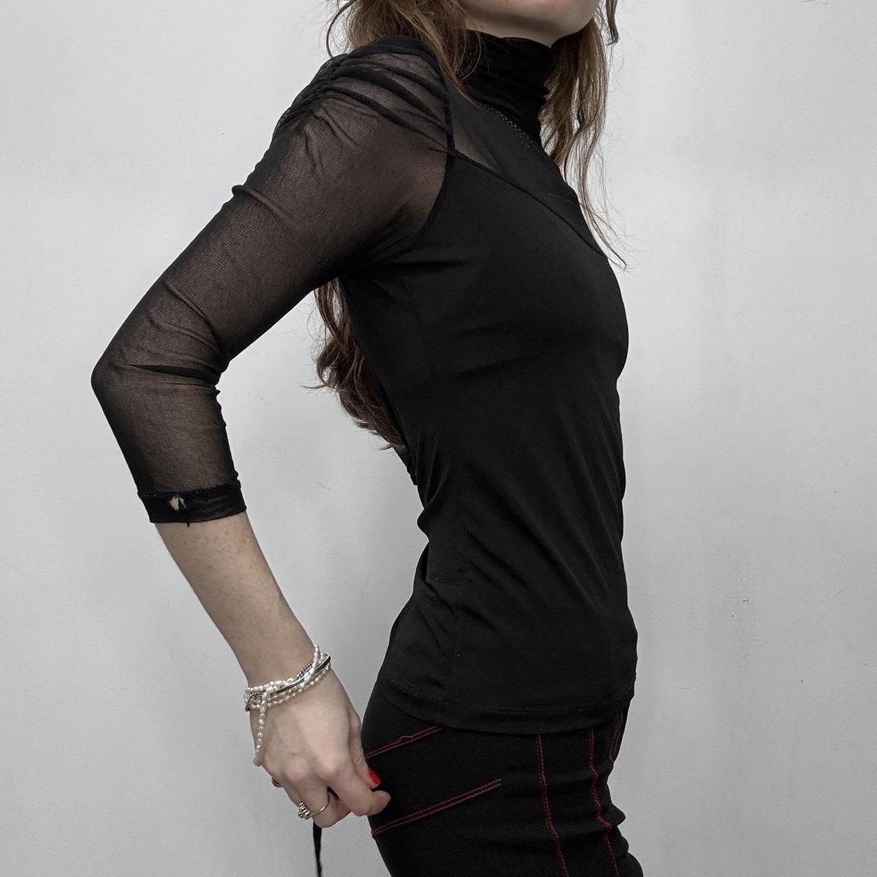 Sheer black mesh lace top