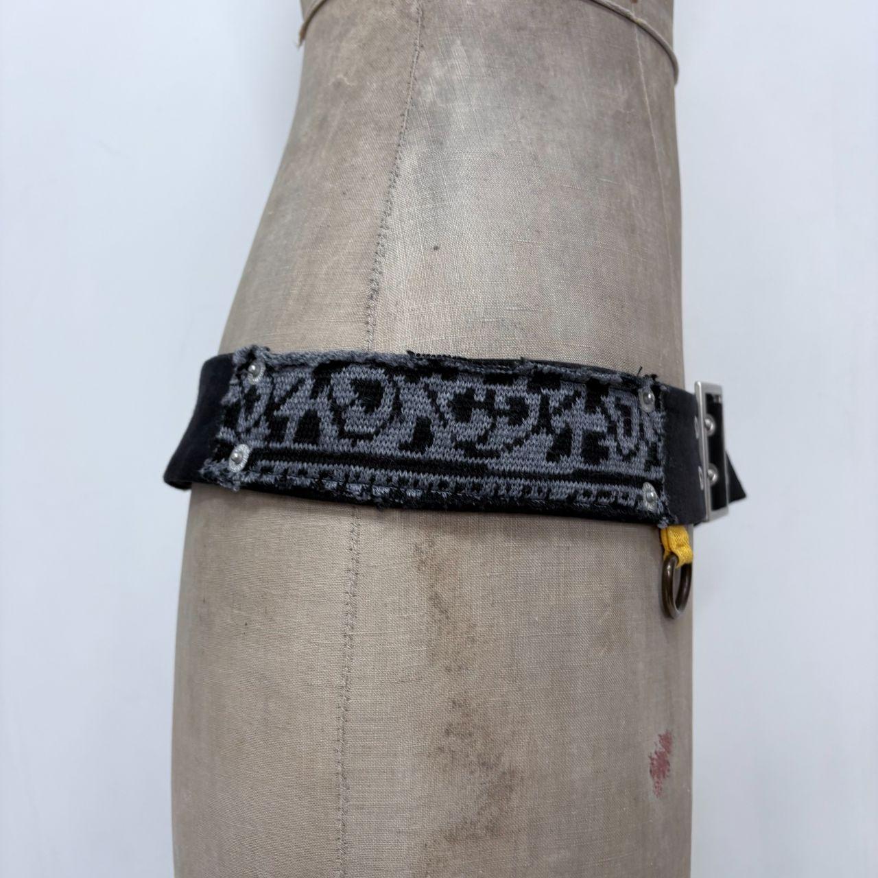 Black grunge patchwork belt