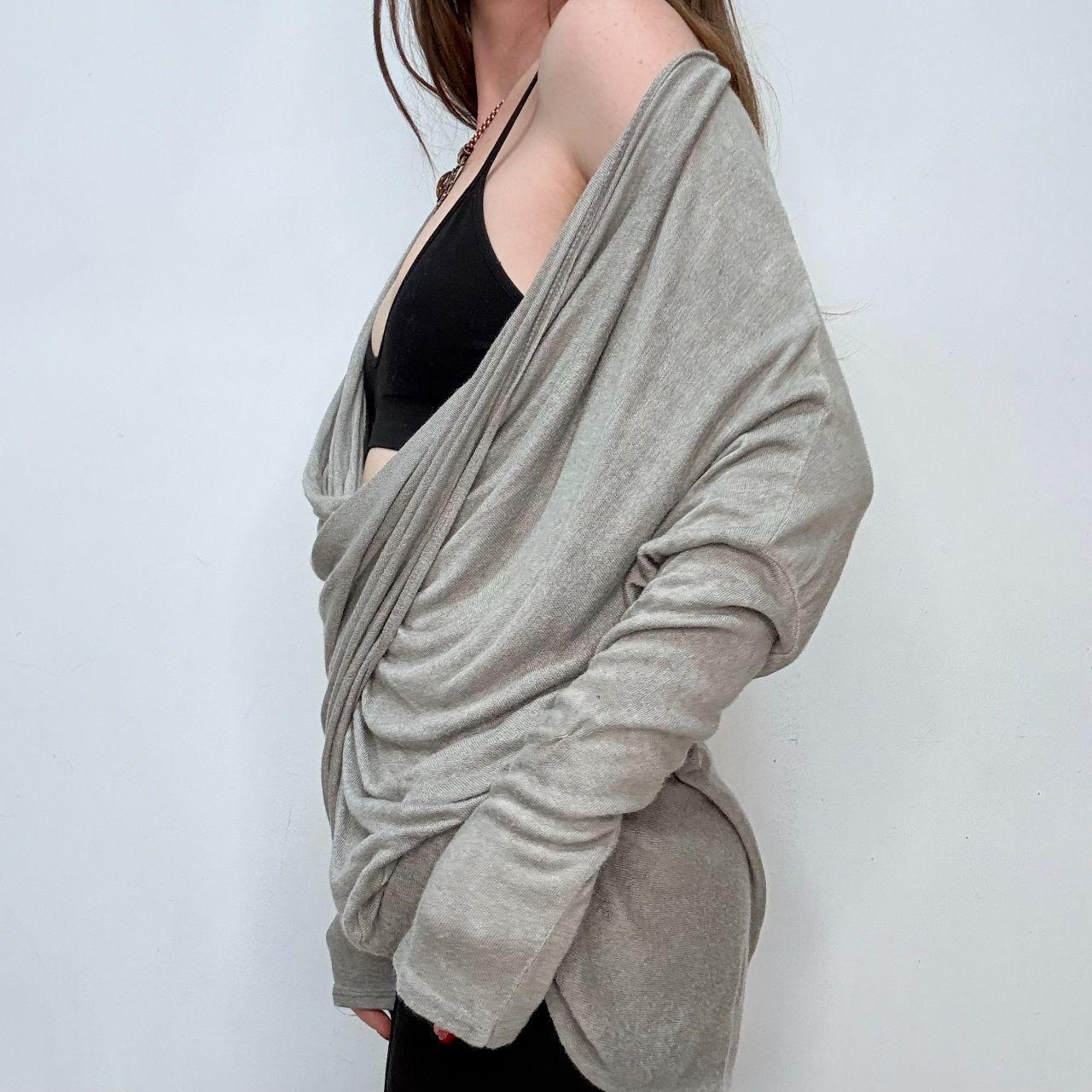 Slouchy twist grey knit jumper