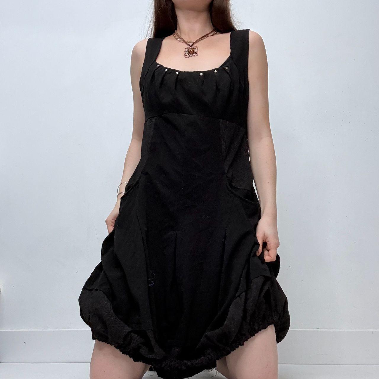 Black studded flared cargo dress