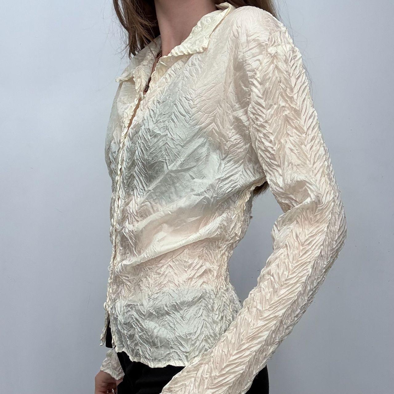 Cream crinkle fitted shirt