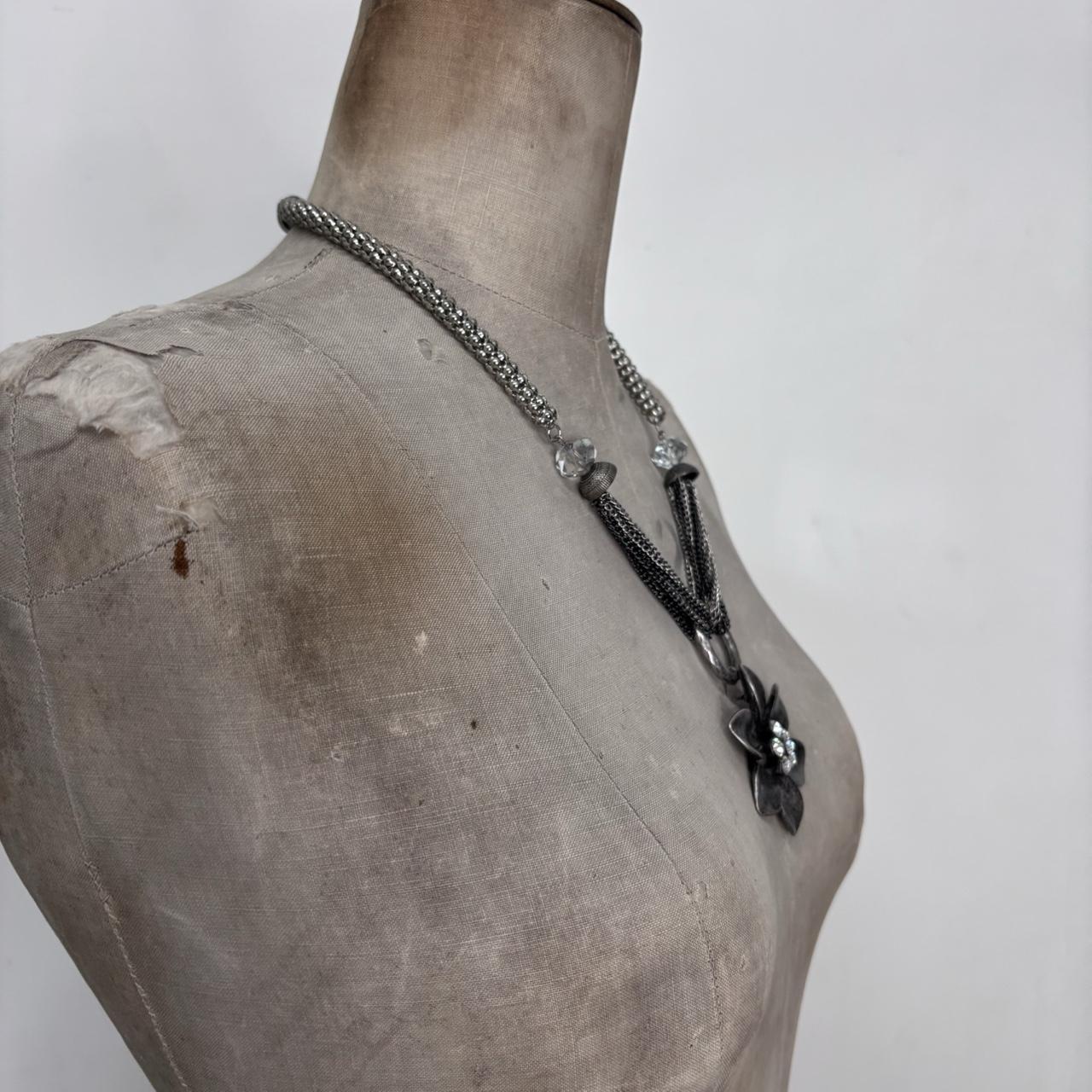 Silver chunky oversized flower necklace