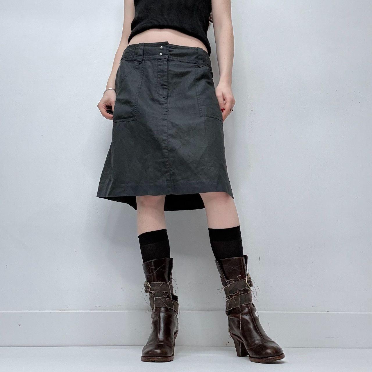 Structured flared black midi skirt