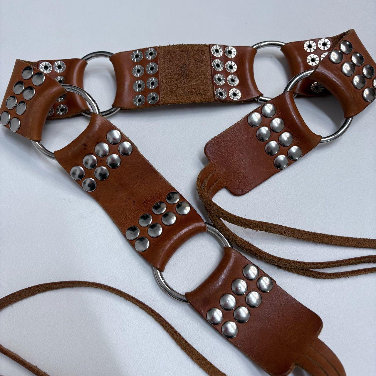 Tan leather studded western belt
