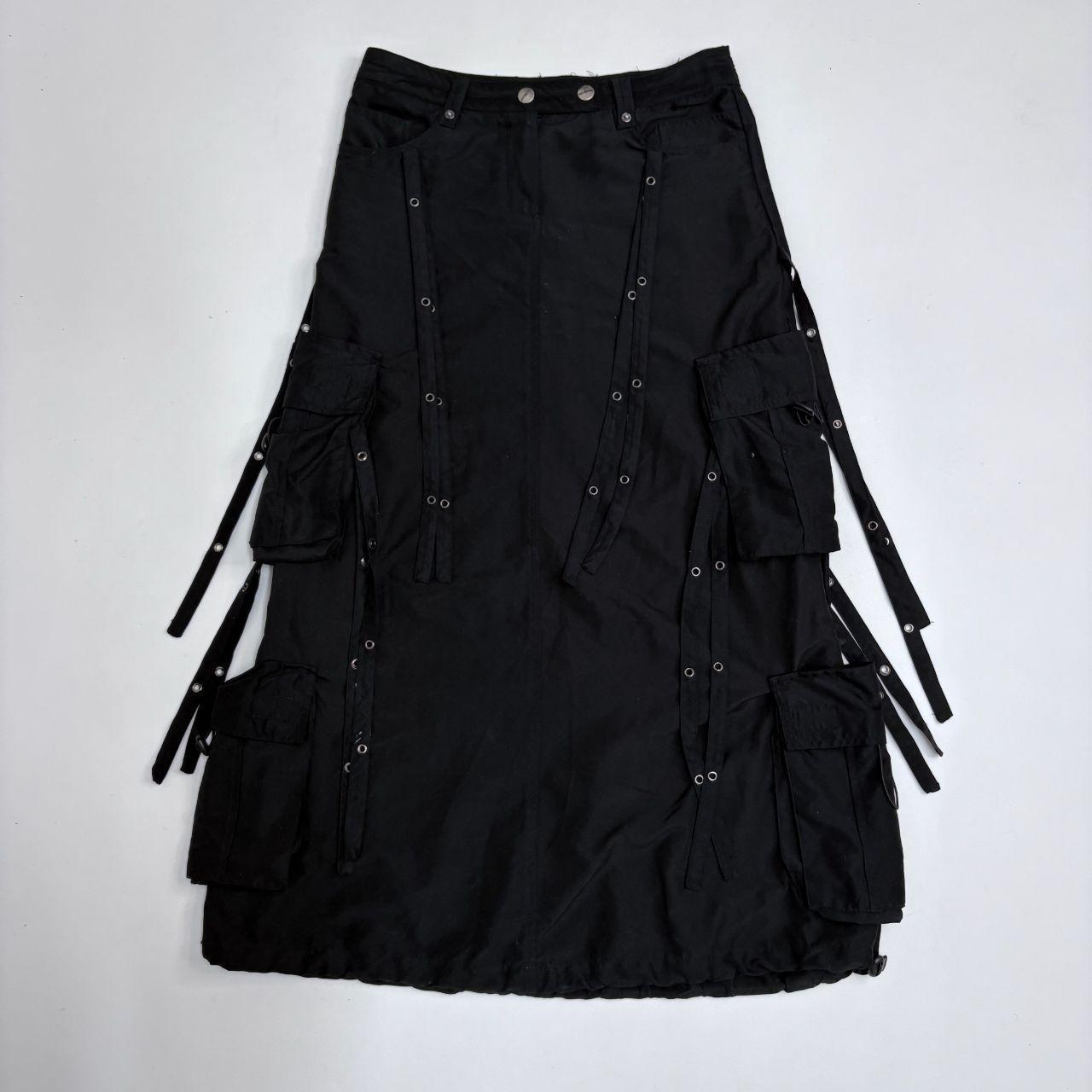 Black low rise parachute gothic skirt
