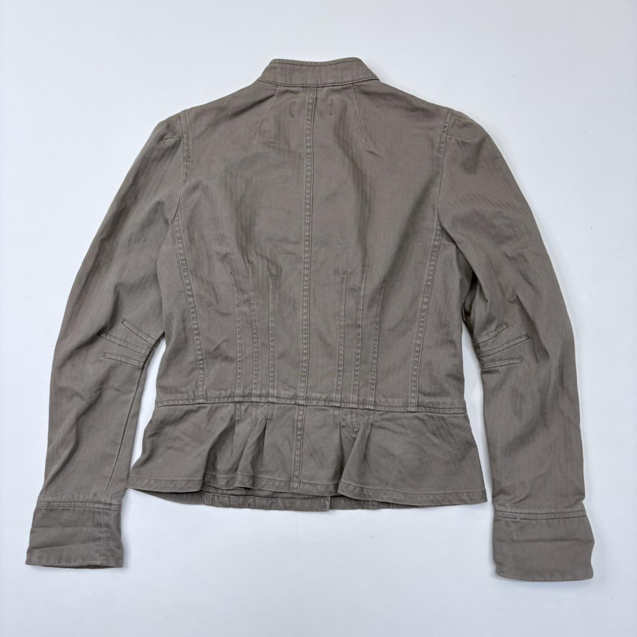 Khaki button-up utility millitary jacket