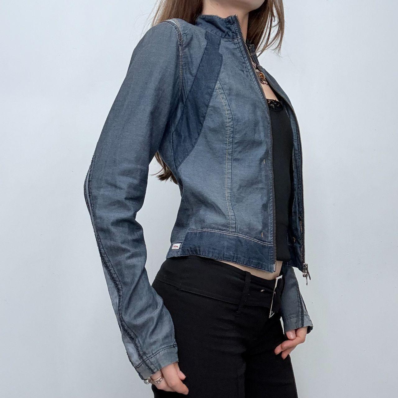 Cropped denim utility jacket