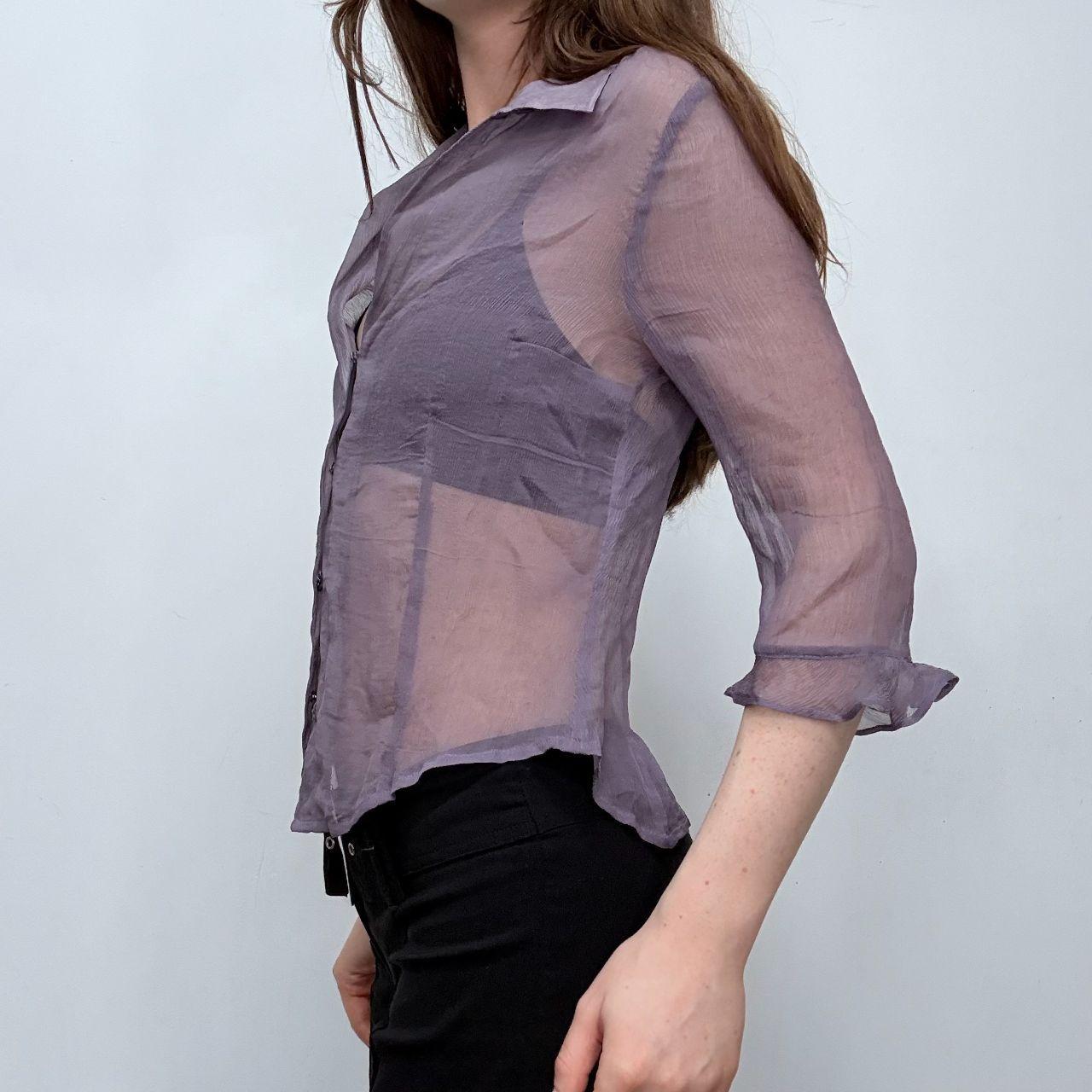 Sheer lilac silk floaty shirt