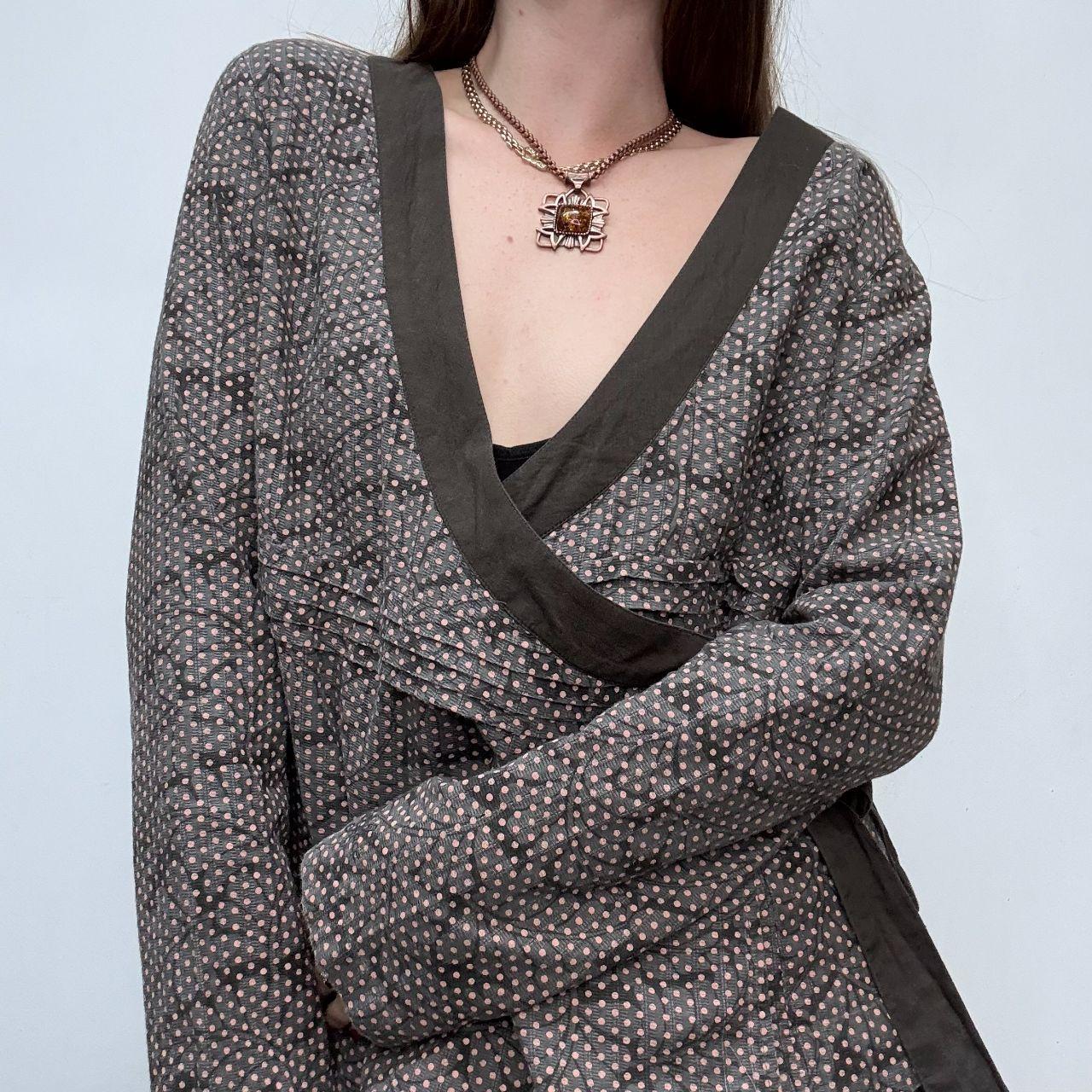 Polkadot wrap asymmetric shirt