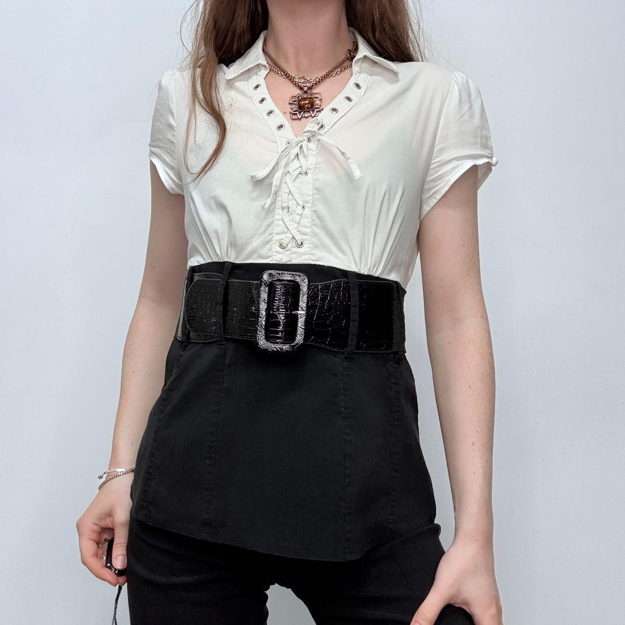 Fitted corset belted Y2K shirt