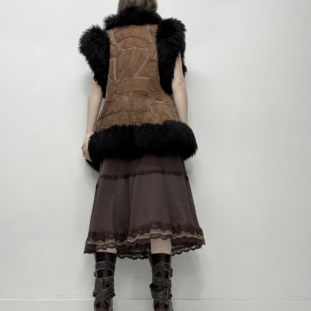Black fur sheepskin gilet waistcoat