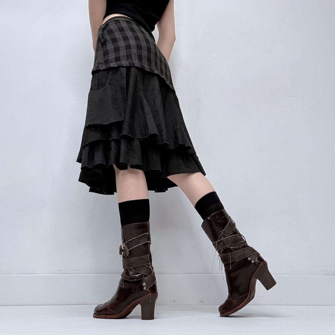 Layered black striped ruffle skirt