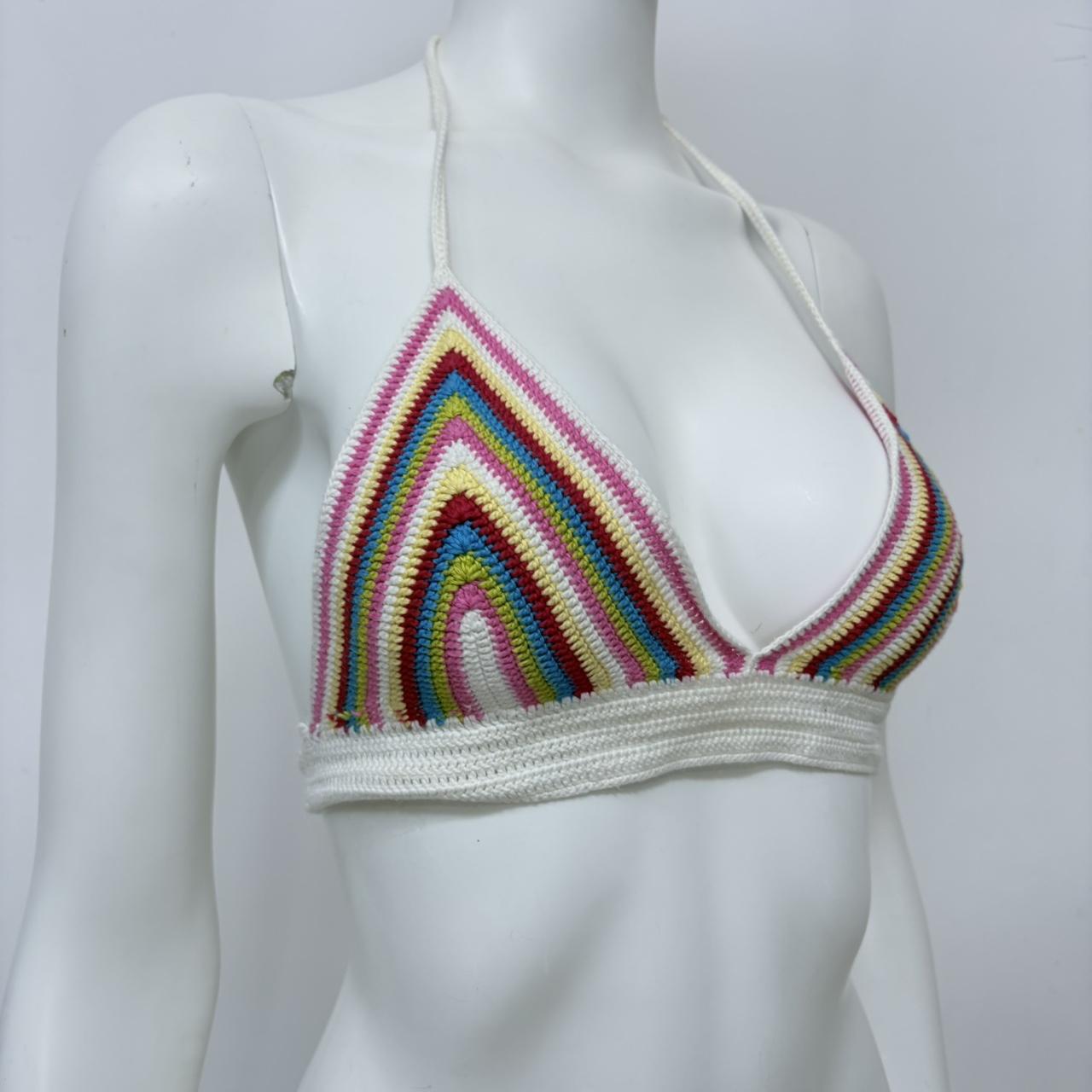Rainbow crochet tie-up bralet