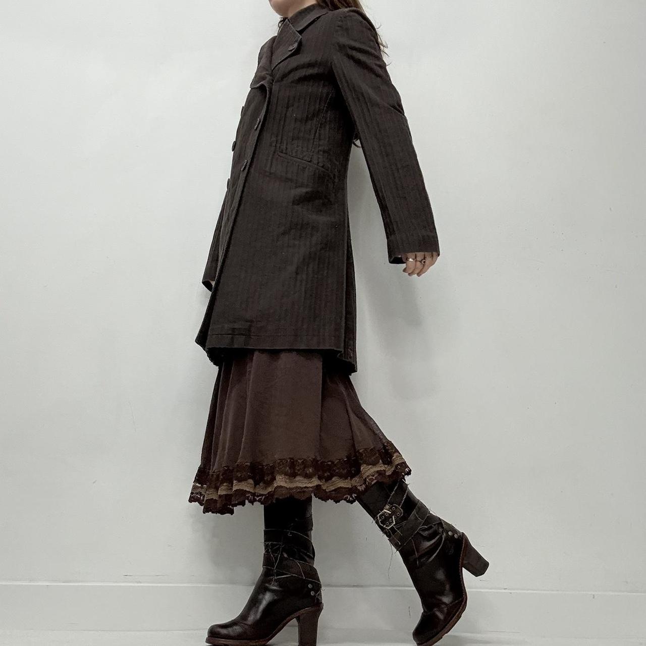 Pinstripe brown pea coat trench
