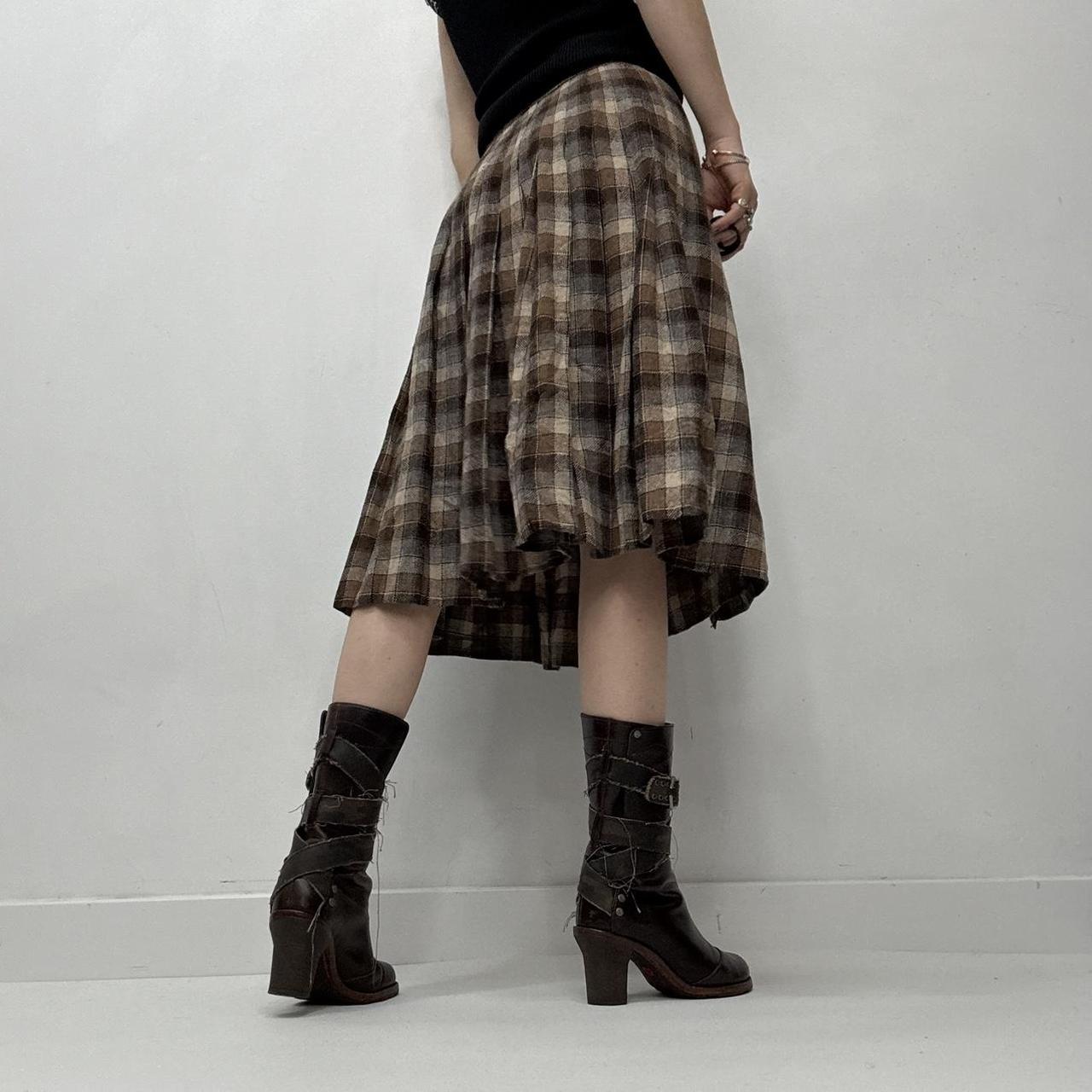 Tartan checked wrap midi skirt