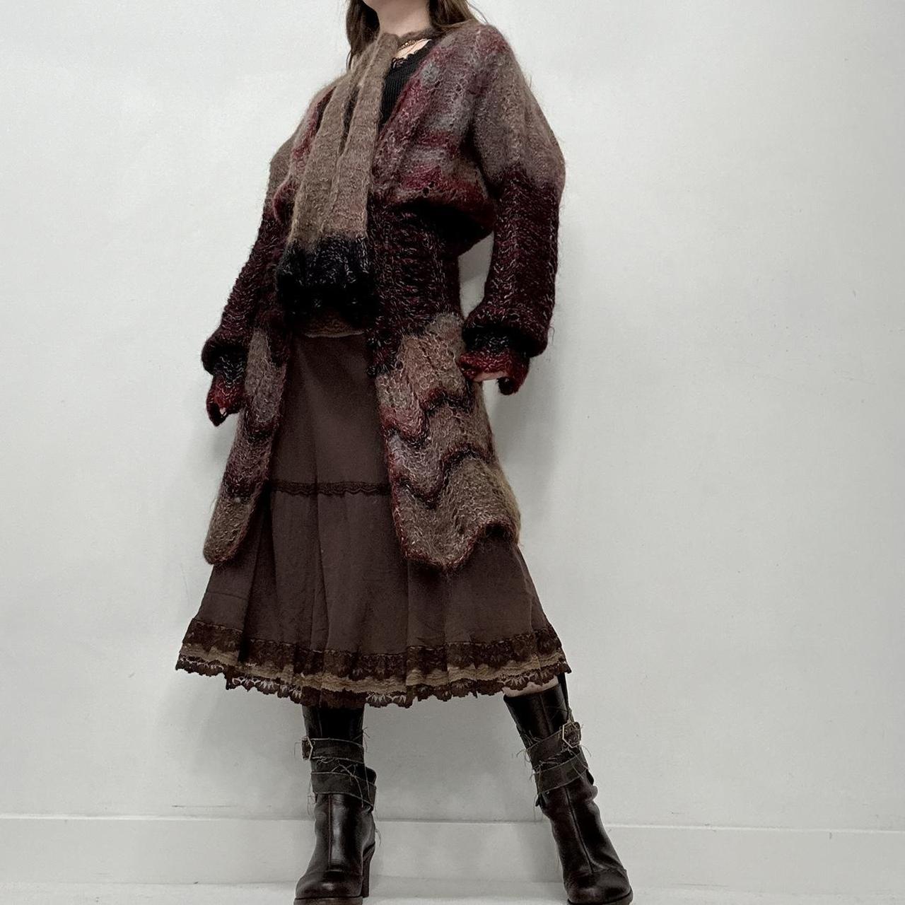 Sheer mohair knit long cardigan