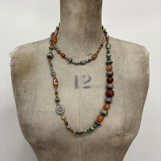 Gemstone silver bead necklace