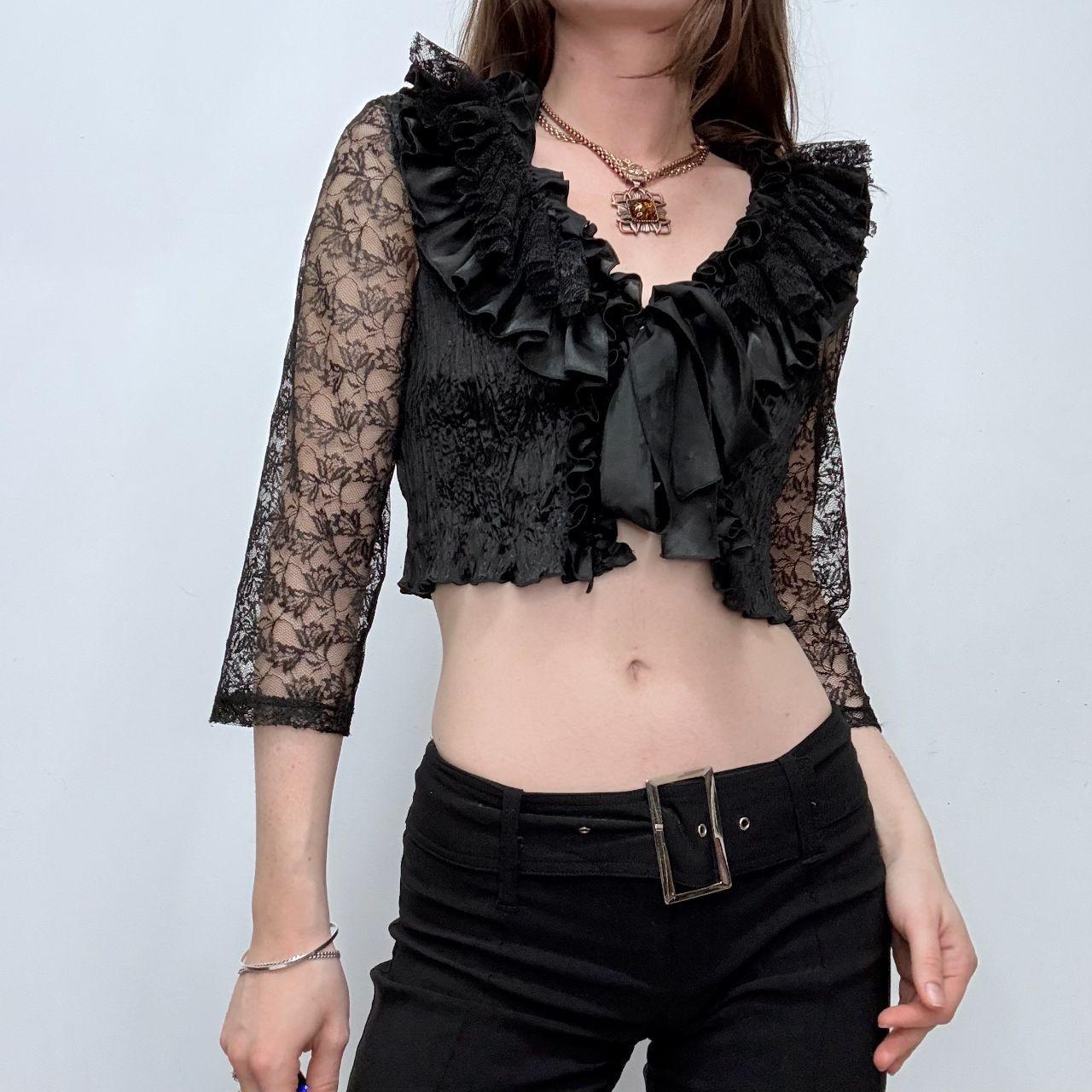 Black lace crinkle gothic cardi top