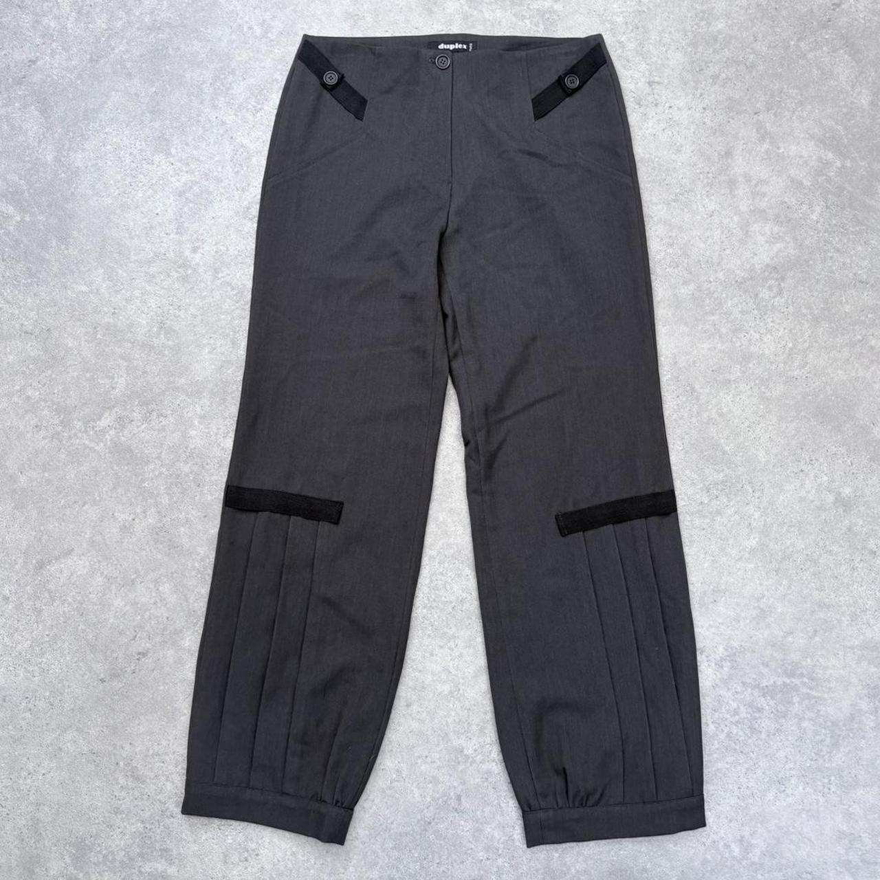 Pleated grey low-rise puff trousers