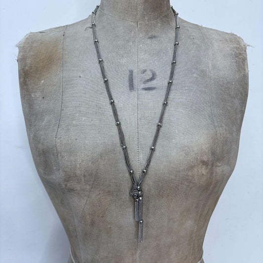 Layered chain ball long necklace