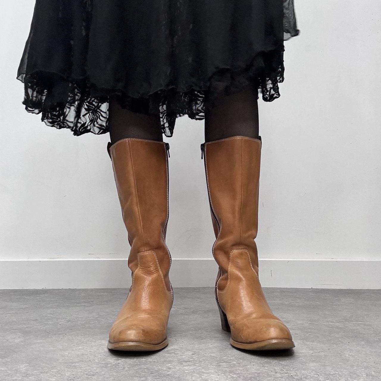 Tan leather campus boots