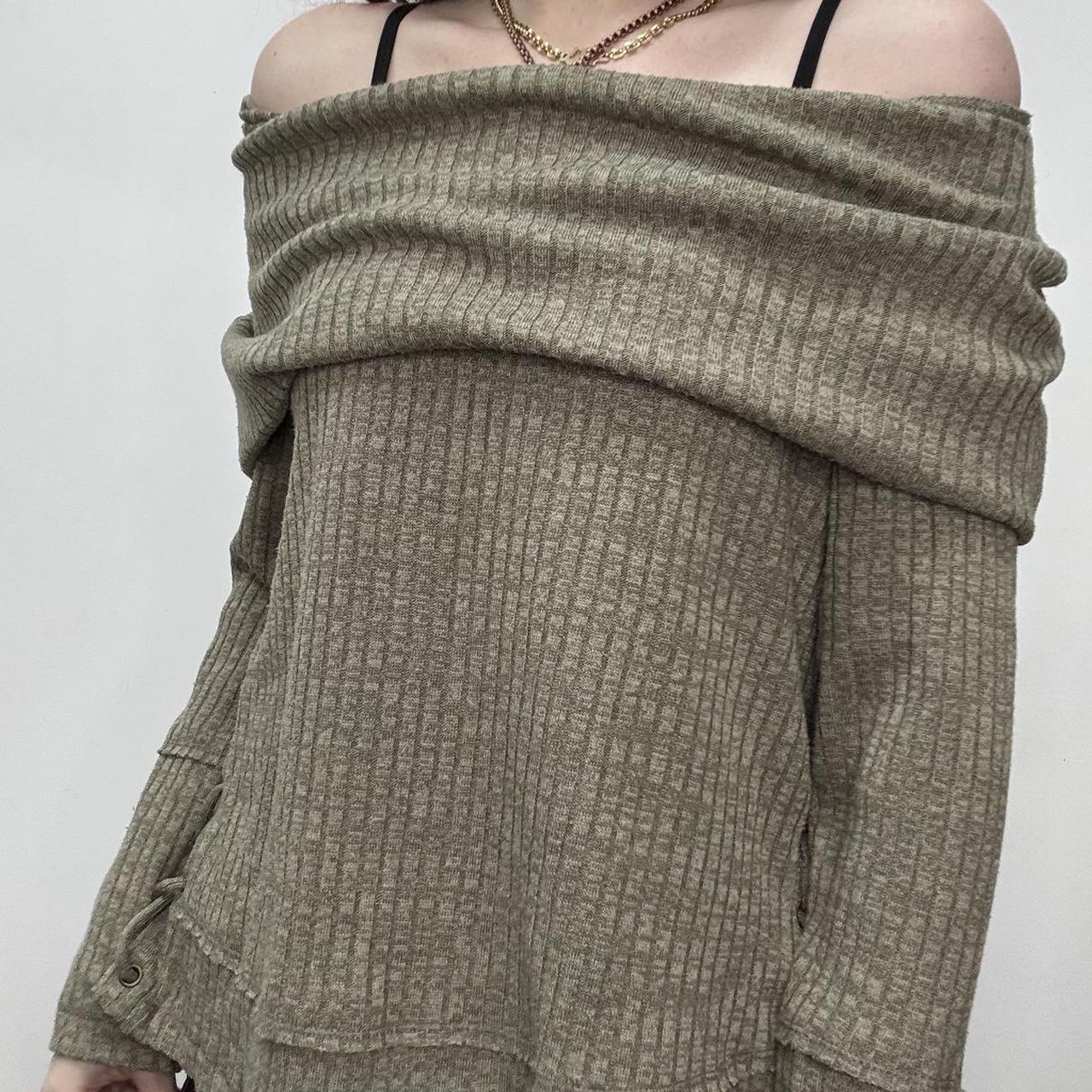 Slouchy off the shoulder ribbed jumper