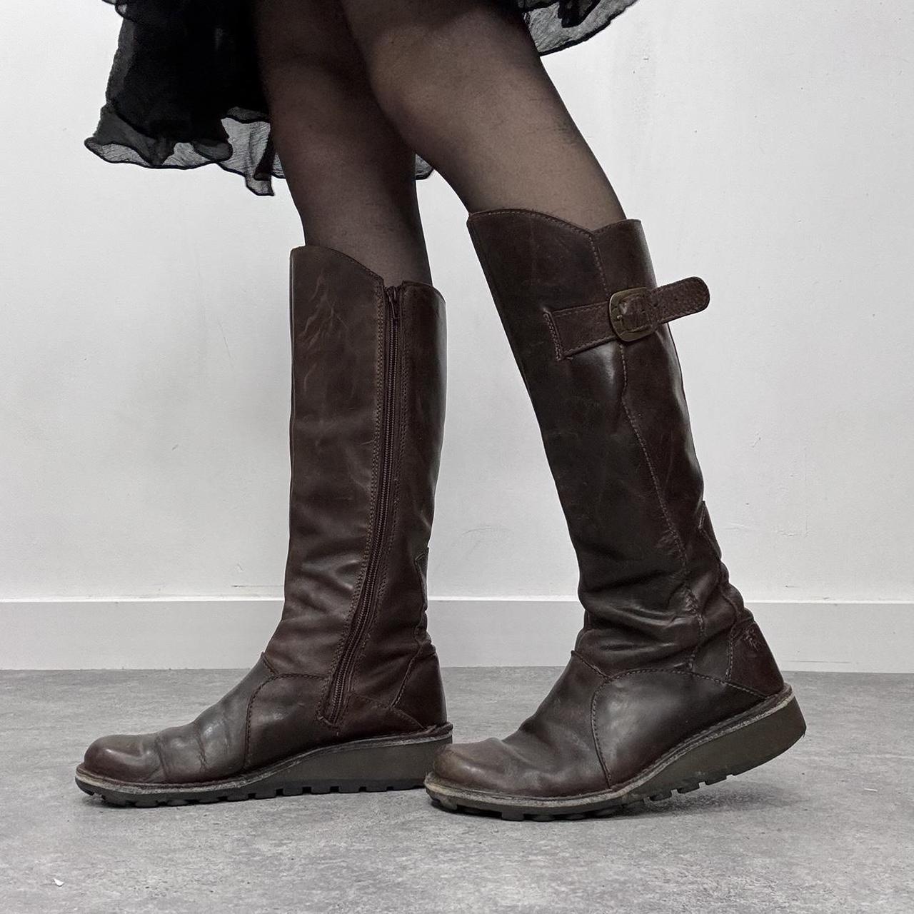 Brown leather knee high Fly boots