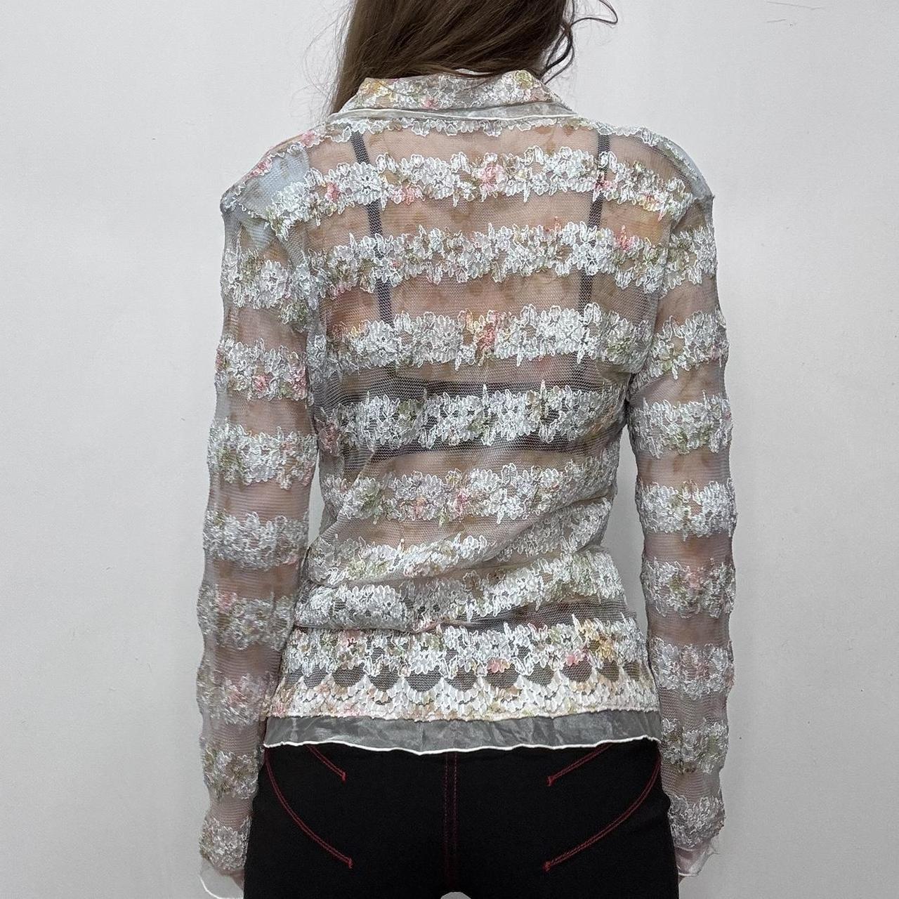 Sheer lace embroidered shirt
