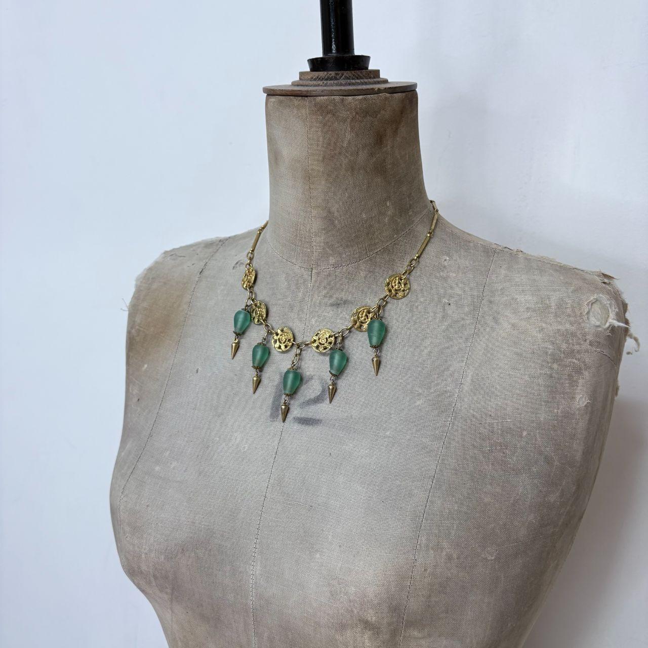 Gold boho engraved necklace