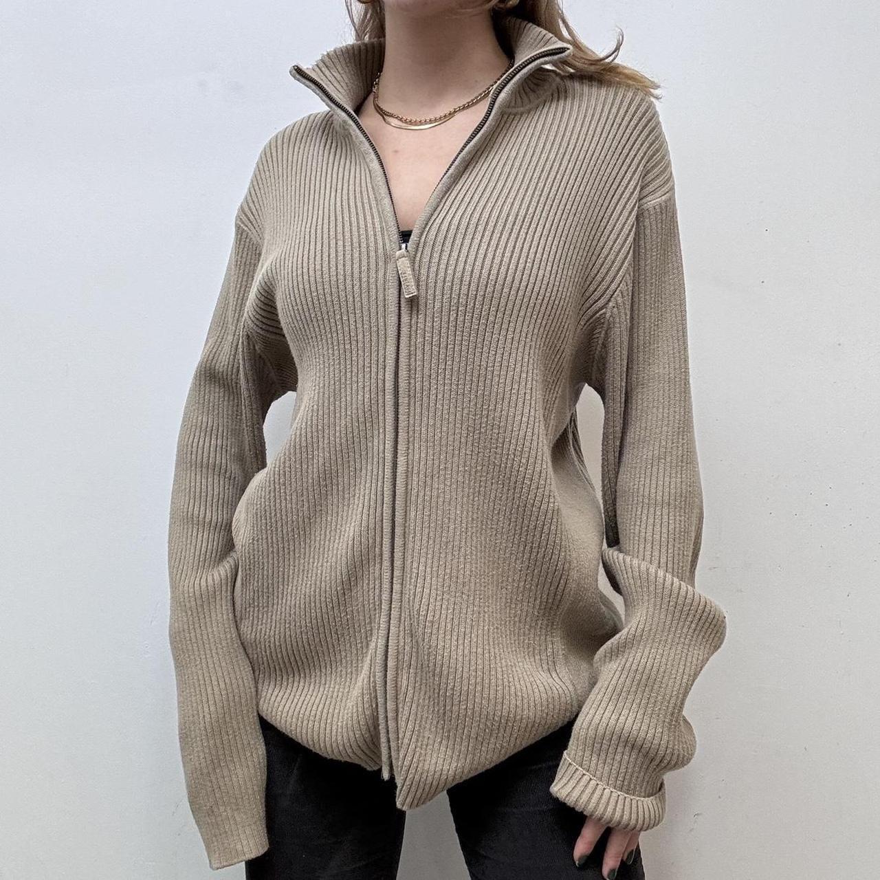 Brown slouchy ribbed cardigan