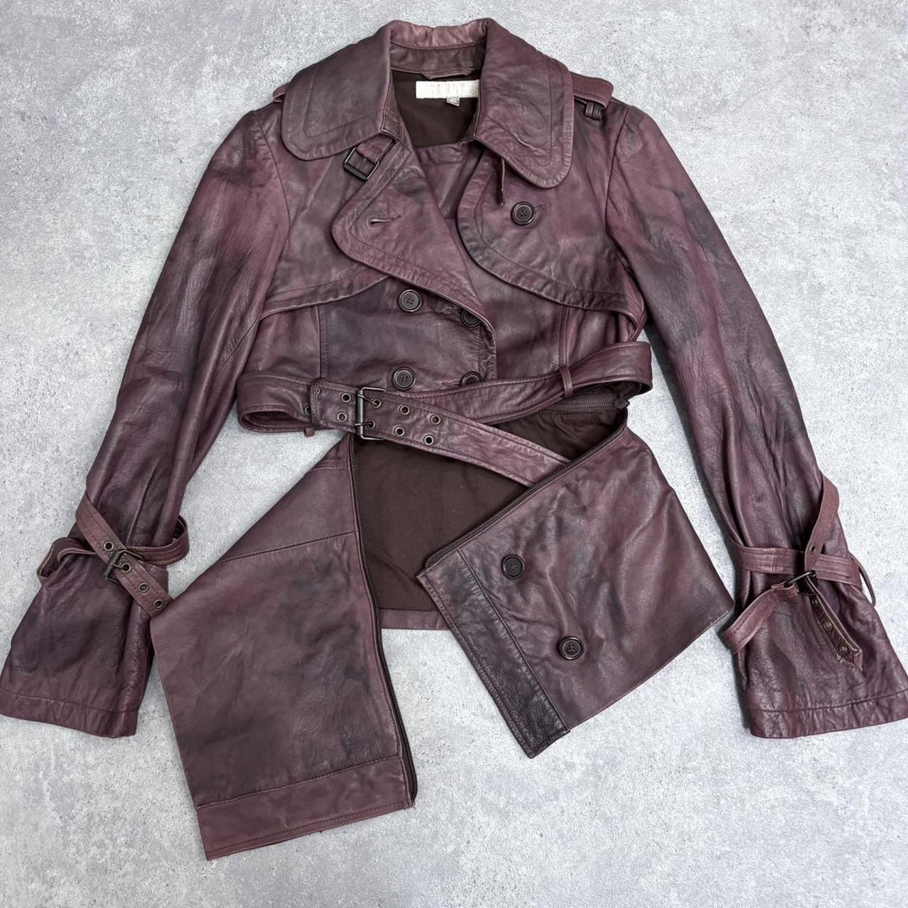 Crop distressed allsaints leather trench