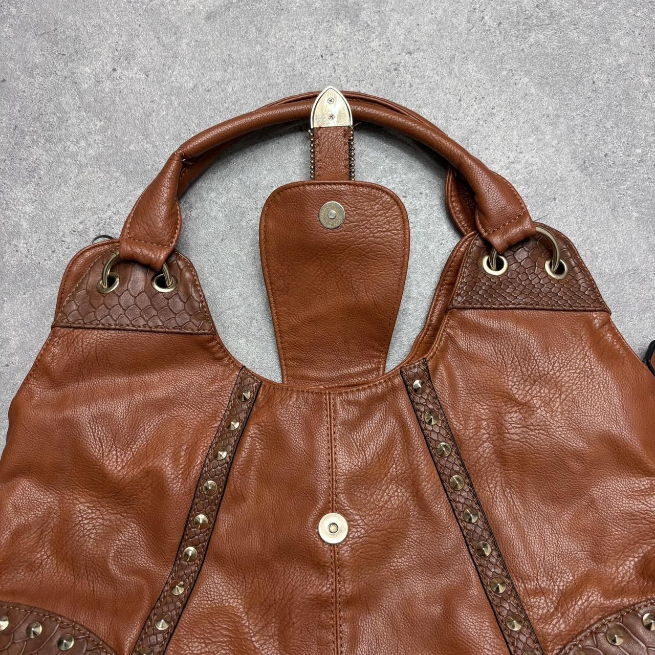 Tan studded western shoulder bag