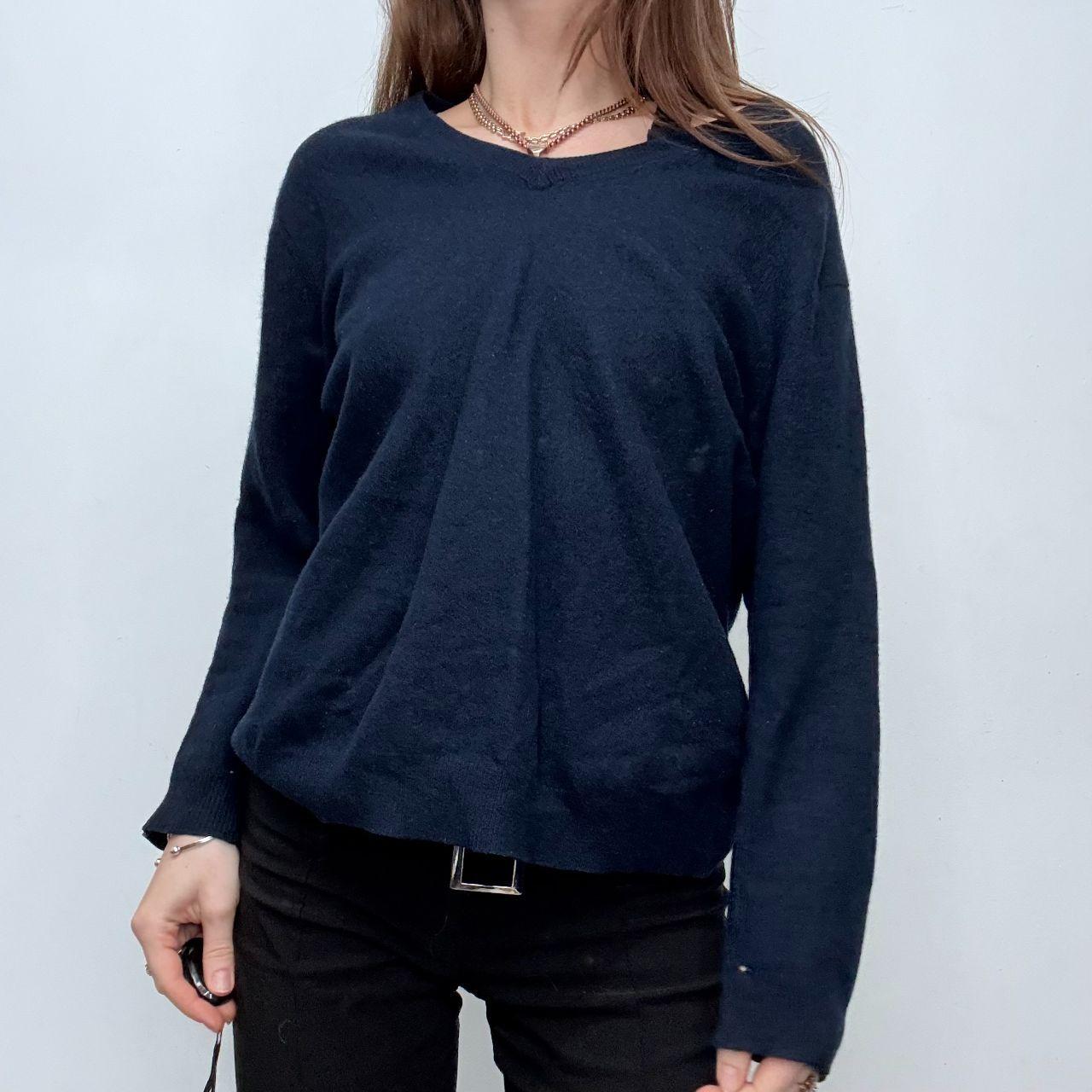 Navy wool knitted slouchy jumper