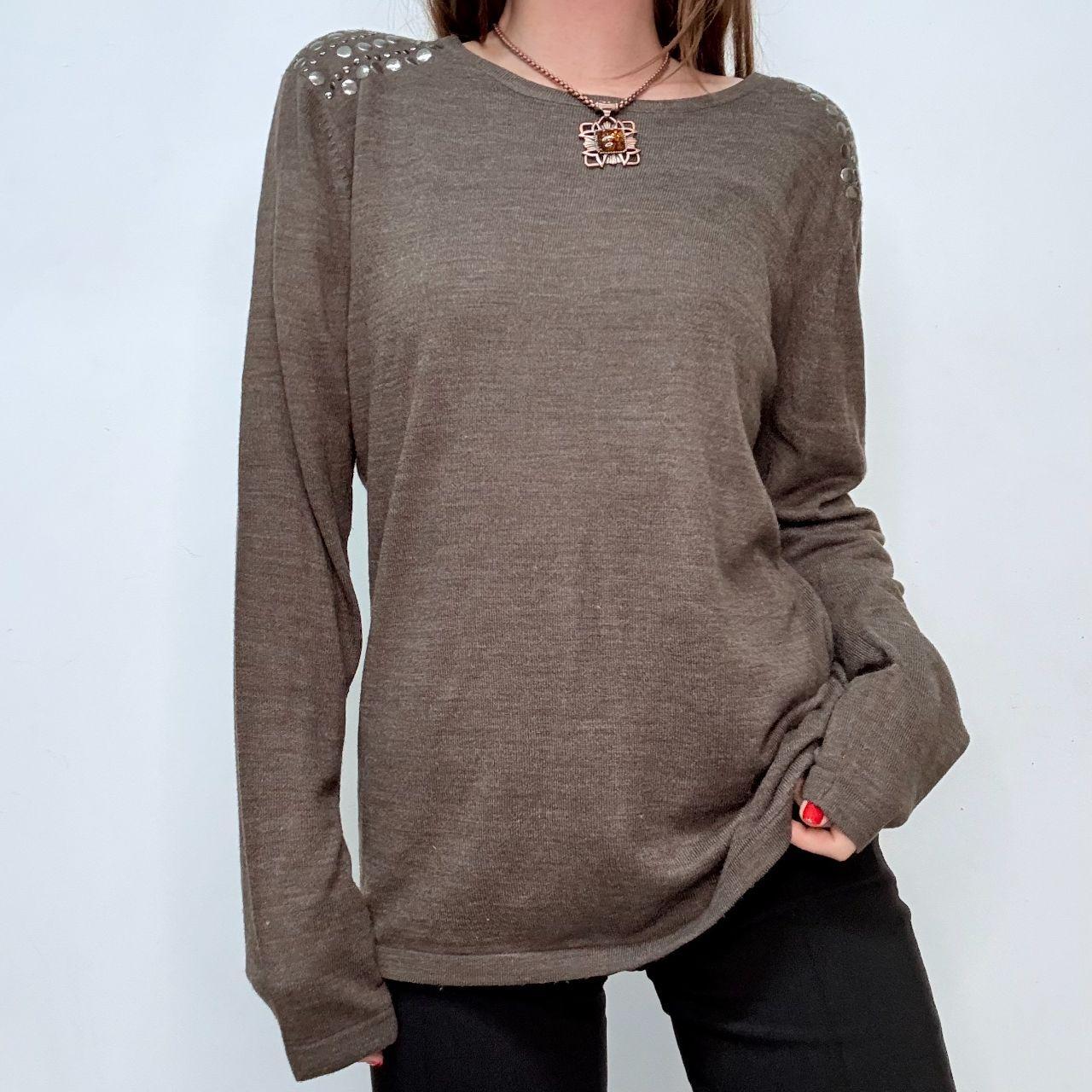 Brown knitted studded jumper
