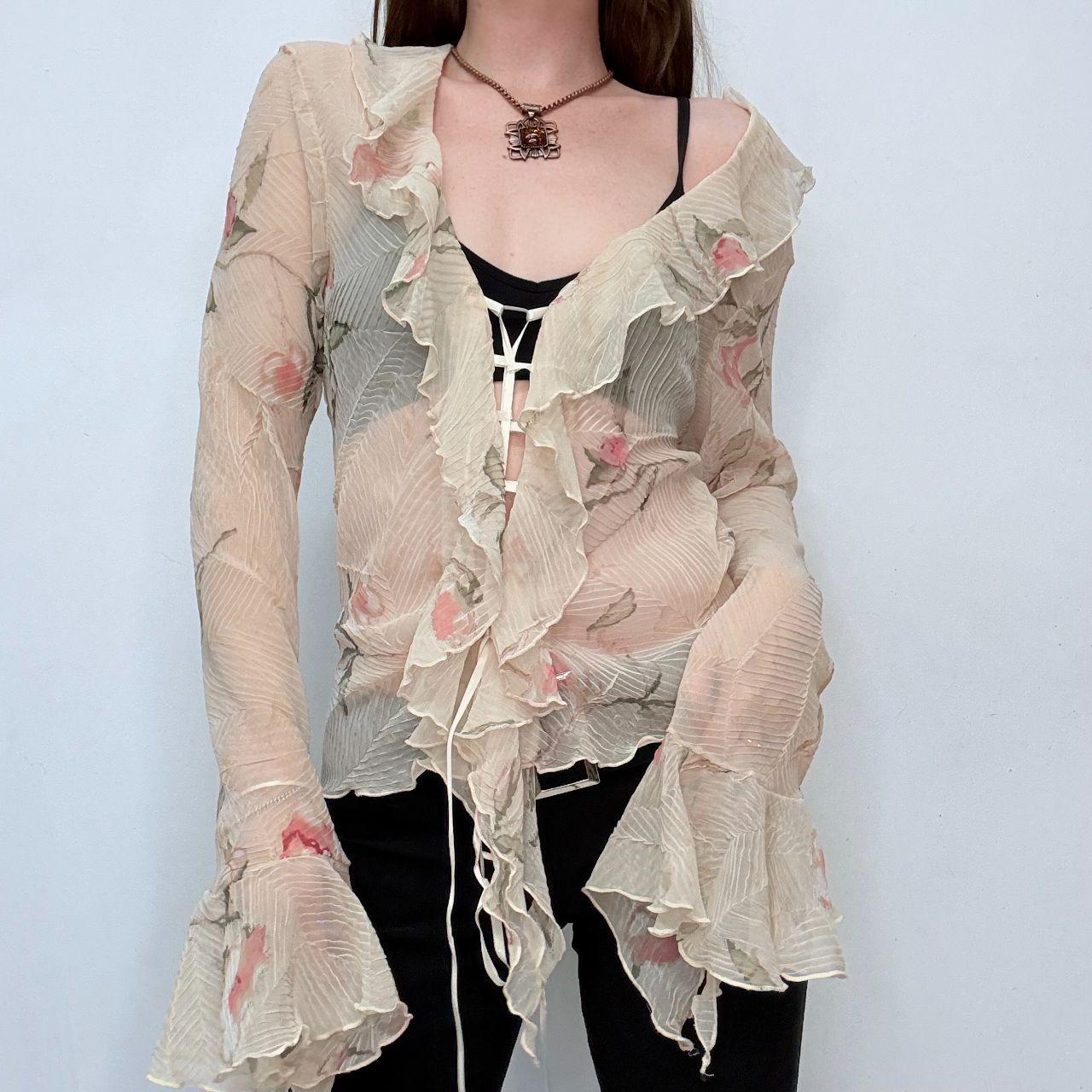 Sheer crinkle flutter boho shirt