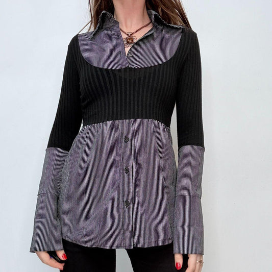 Flared pinstripe sweater Y2K shirt