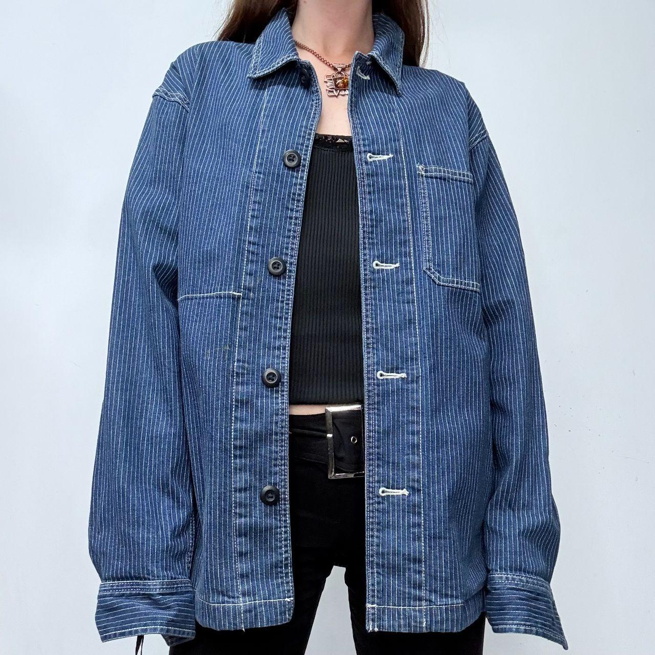 Denim pinstripe chore jacket