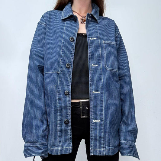Denim pinstripe chore jacket