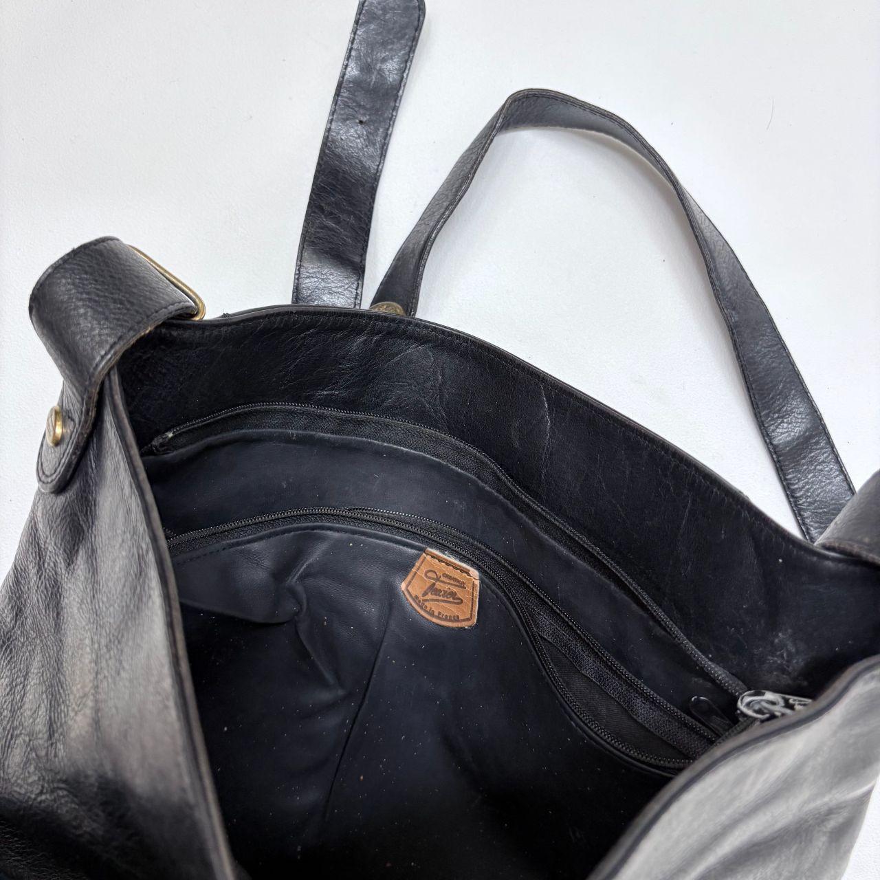 Black leather crossbody messenger bag