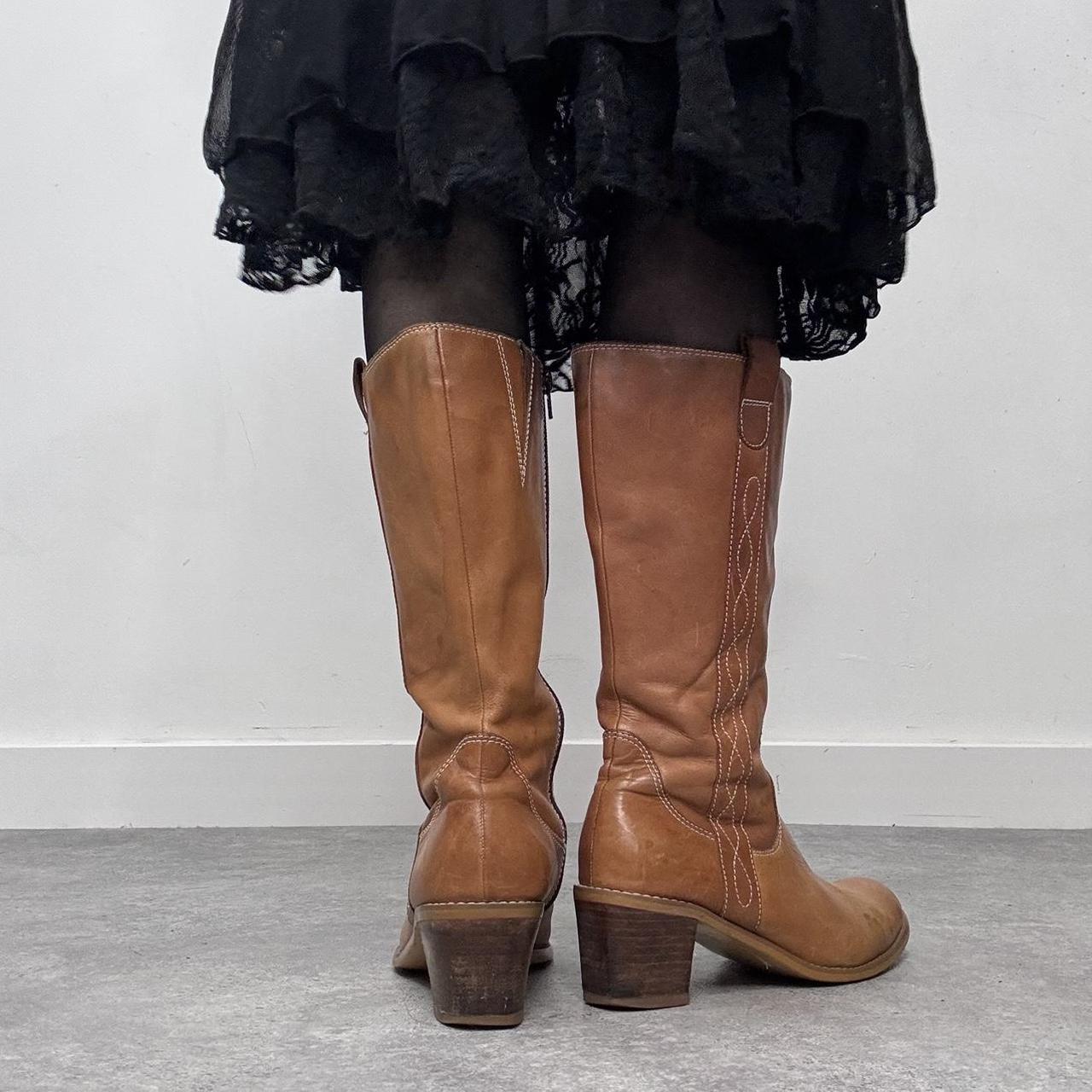 Tan leather campus boots