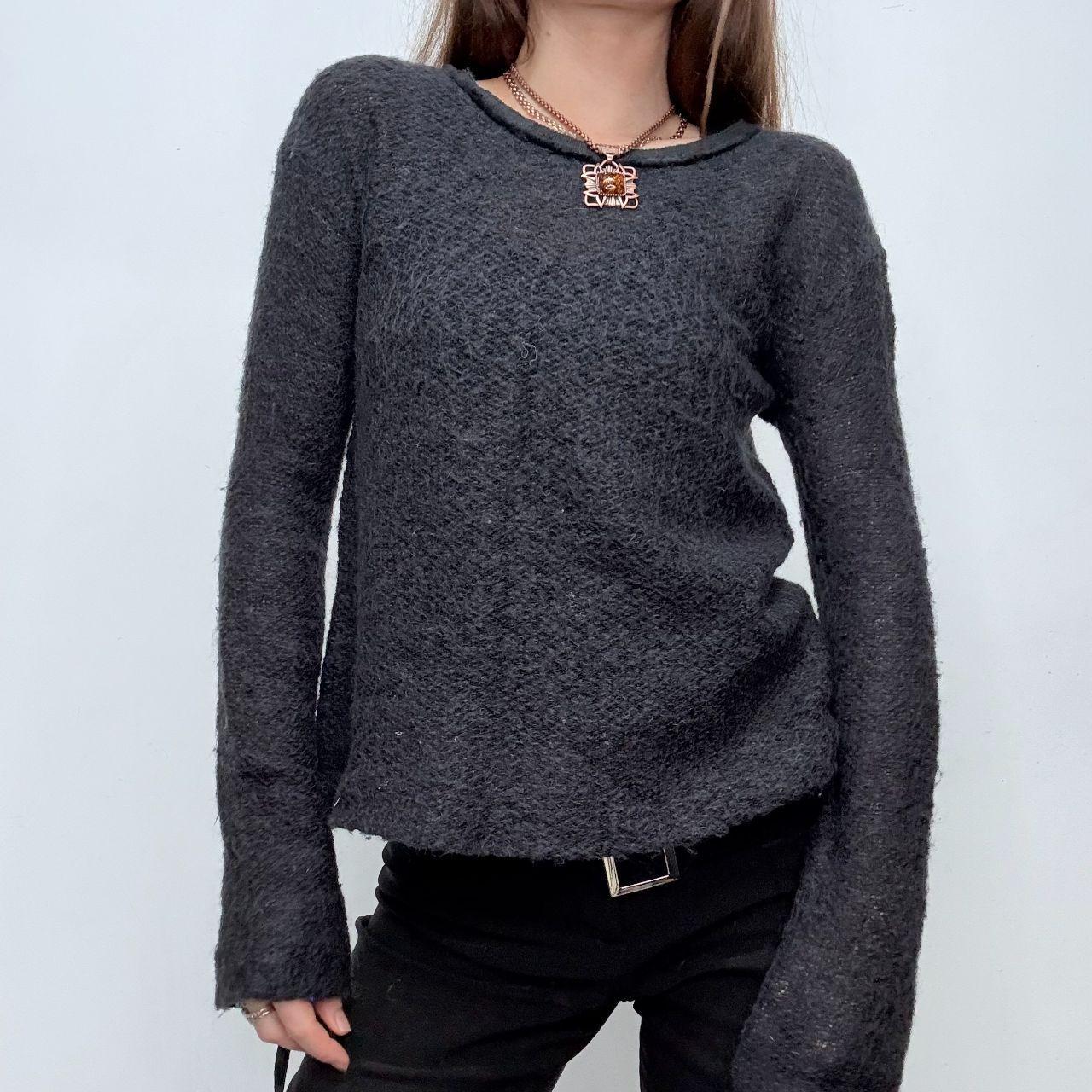 Sheer knit grey wool jumper