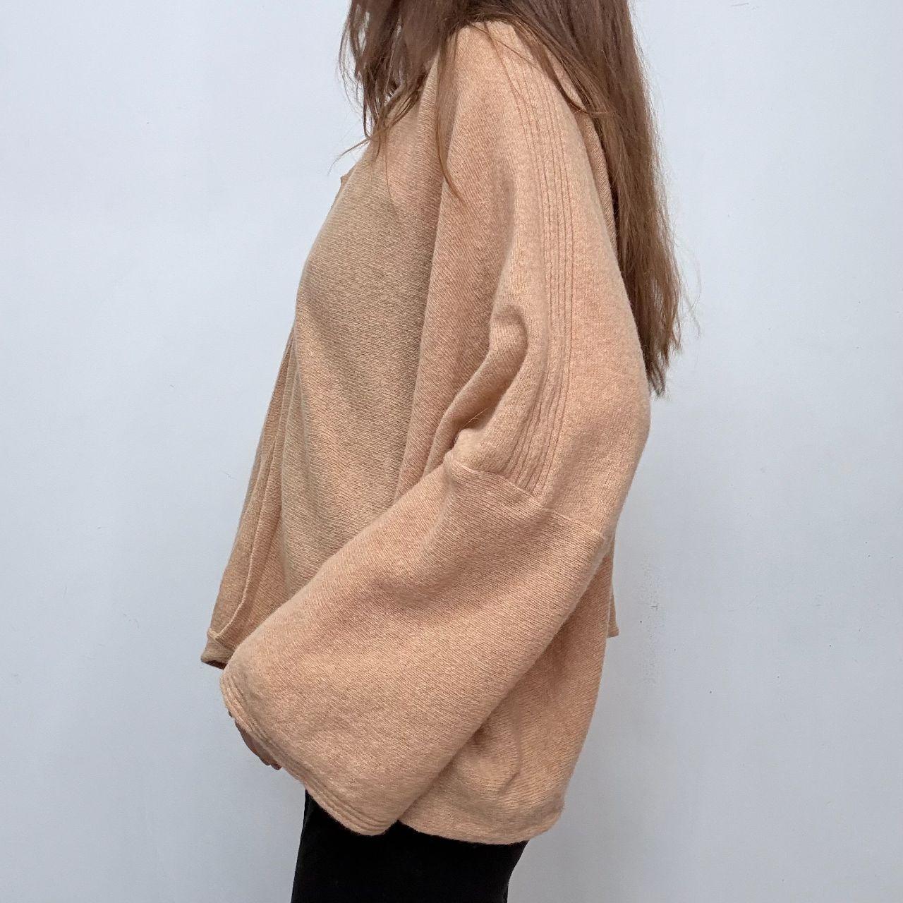 Tan wool knit batwing hoodie