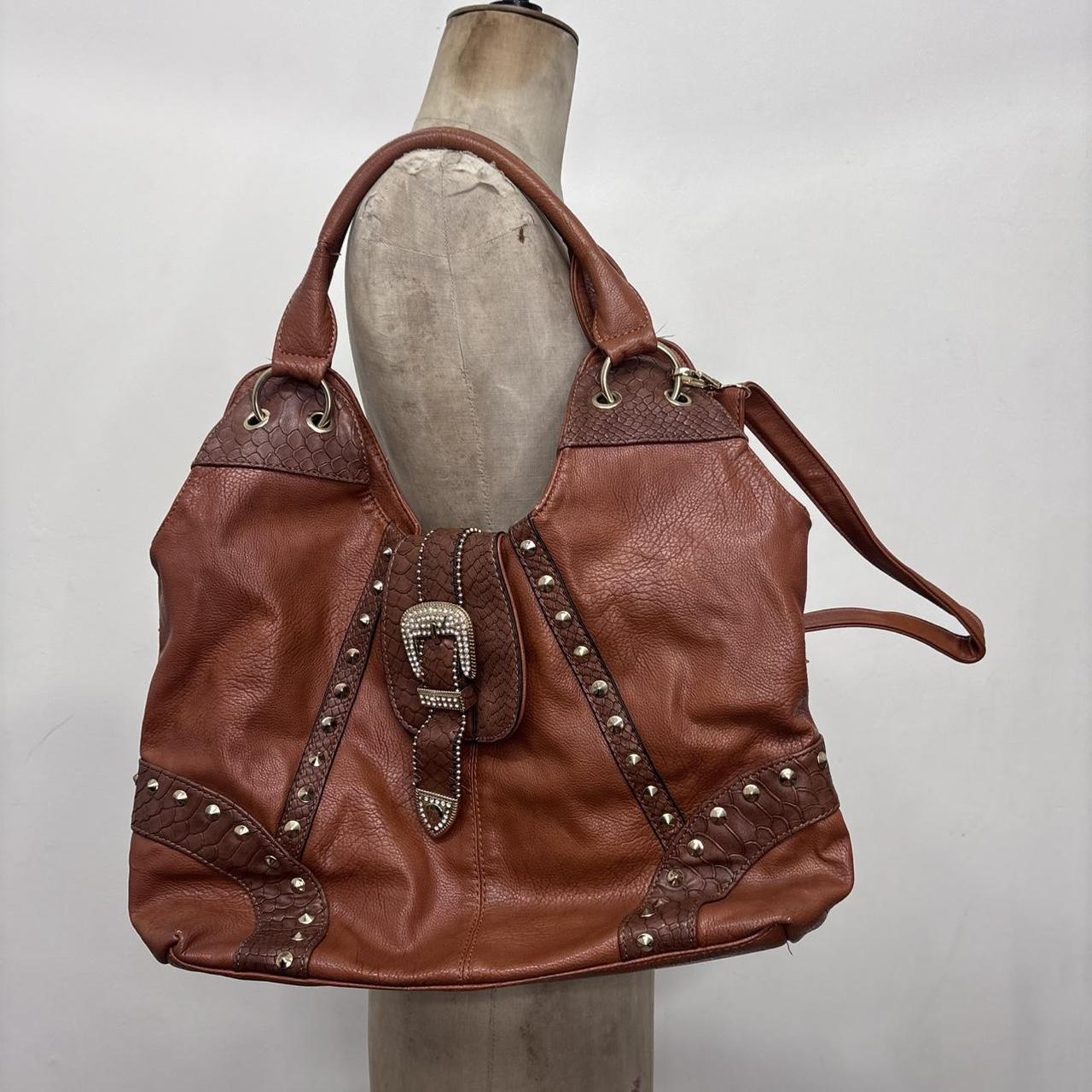 Tan studded western shoulder bag