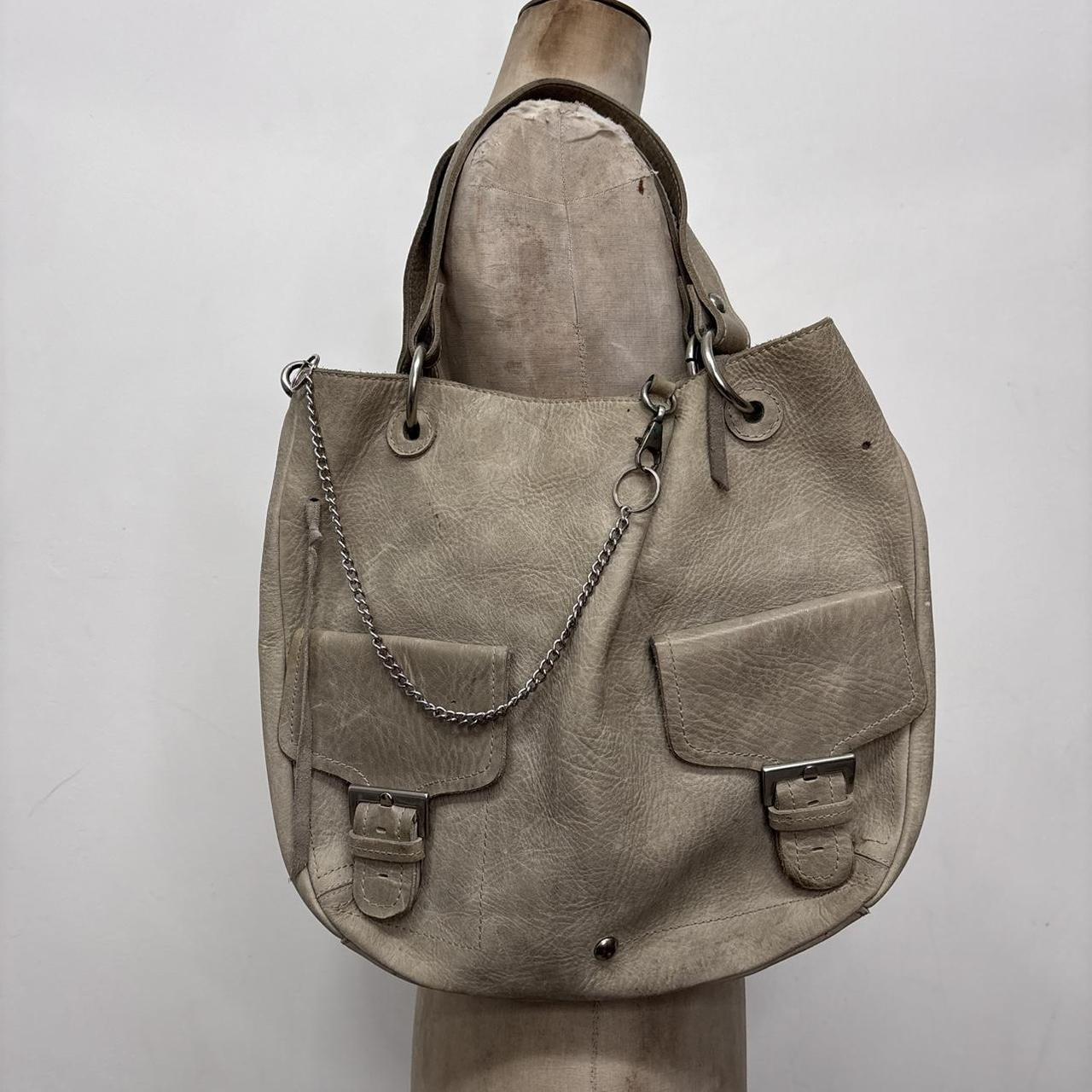 Slouchy grey leather shoulder bag