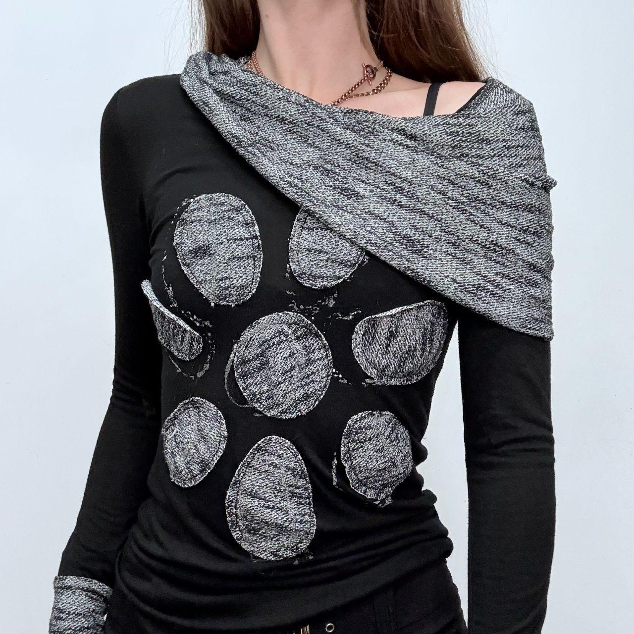 Black fold over wide neck slouchy top