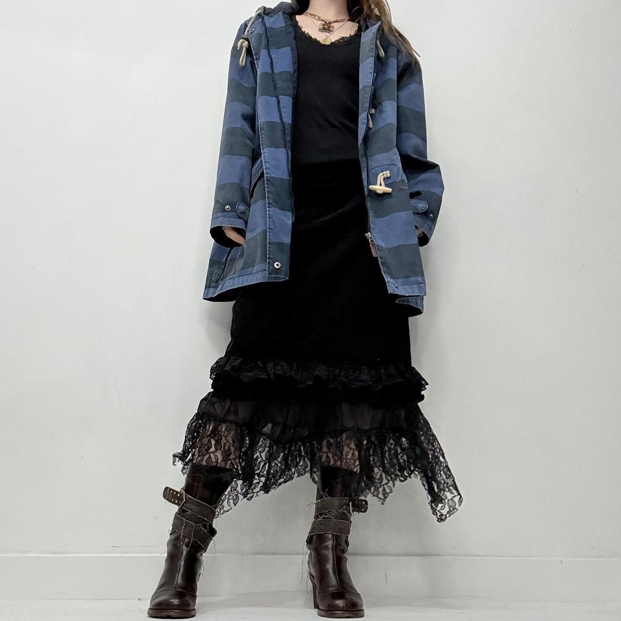 Navy striped waterproof pea coat