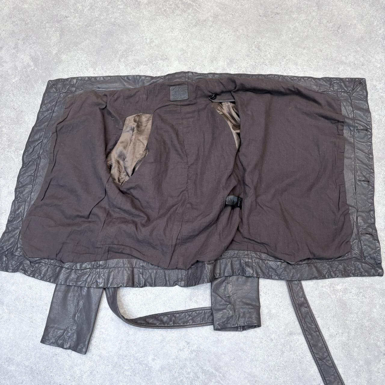 Asymmetric leather brown slouchy jacket