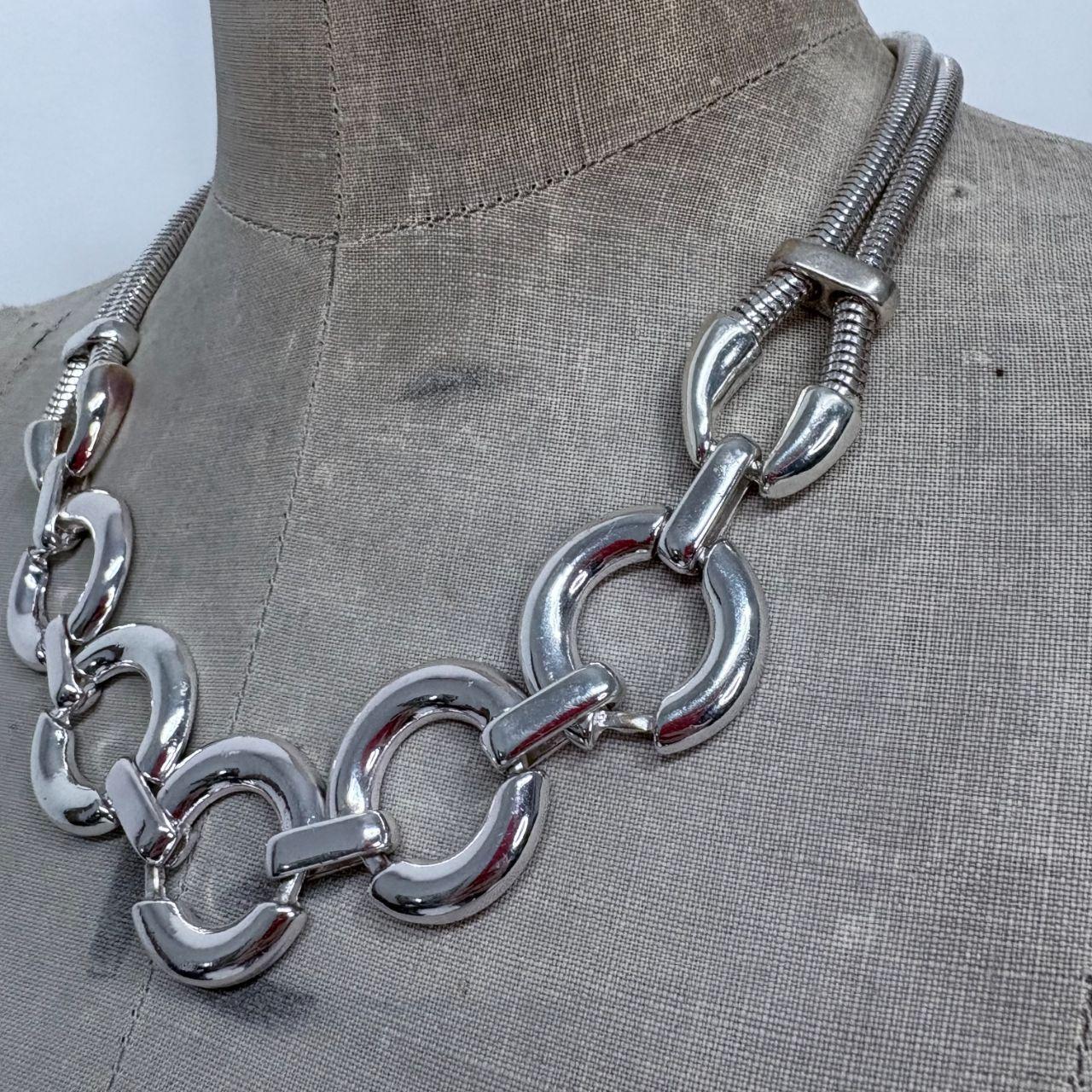 Silver chunky link oversized necklace